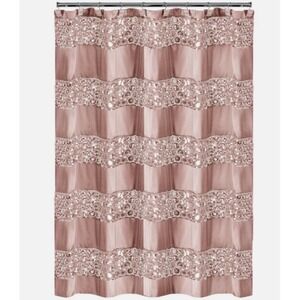 NWT POPULAR BATH Shower Curtain Sinatra Blush Sequin Glam 70x72